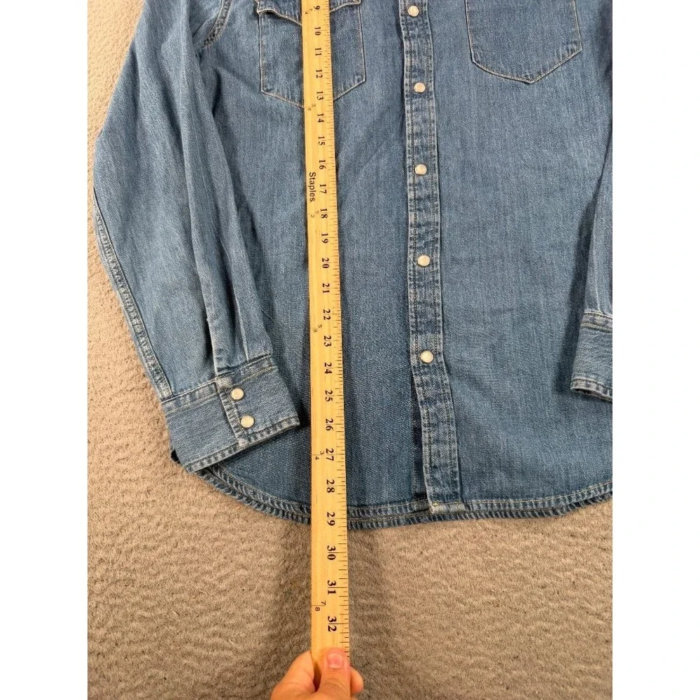 Levi's Pearl Snap Shirt Mens Medium Denim Western Blue Long Sleeve Western